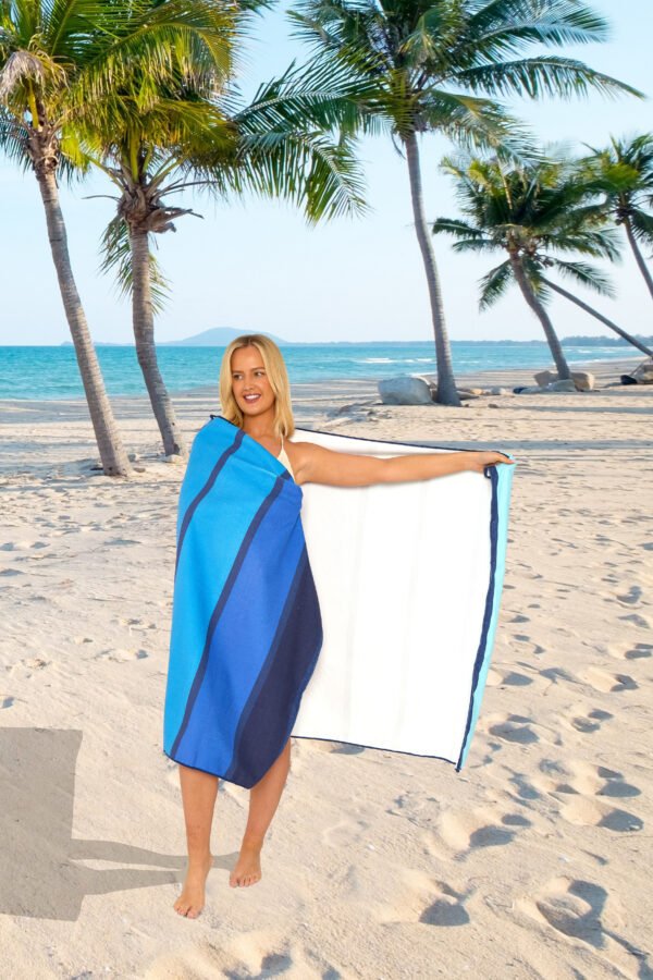Timberly Stripe Blue Printed Beach Towel - Image 3