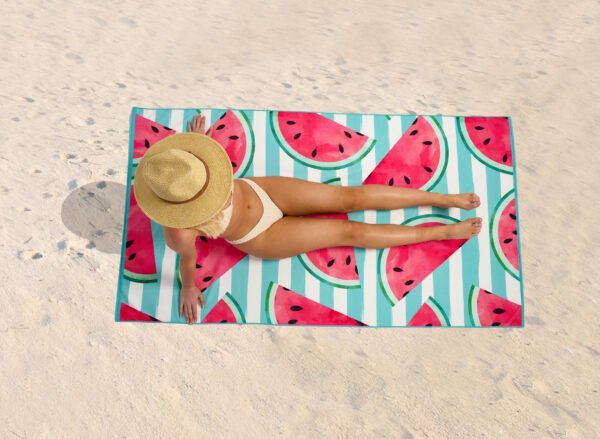 Watermelon Stripe Printed Beach Towel - Image 4