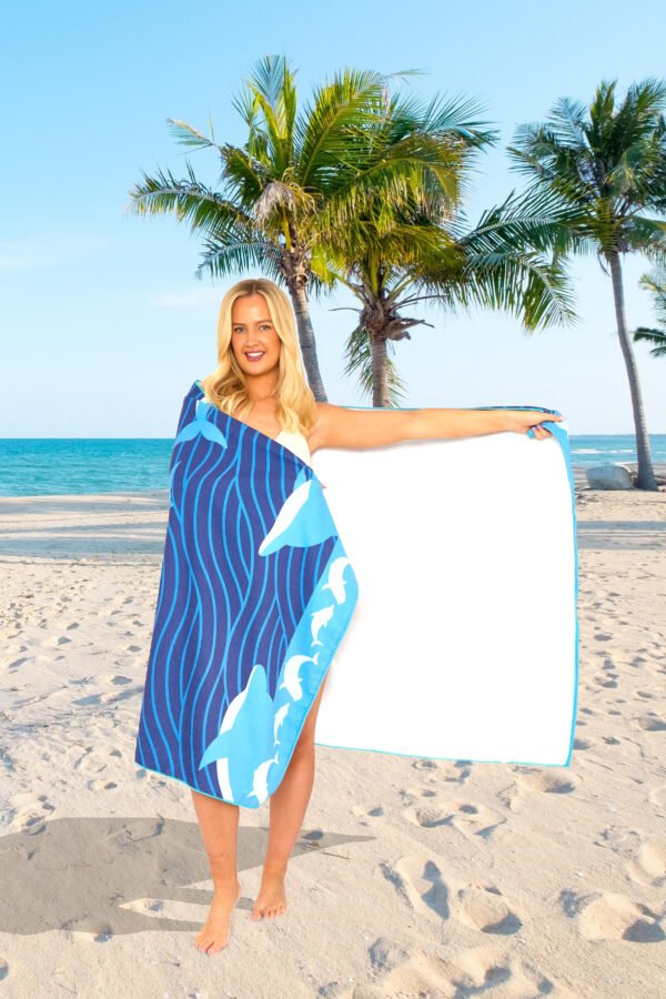 Dolphin Waves Printed Beach Towel - Image 3