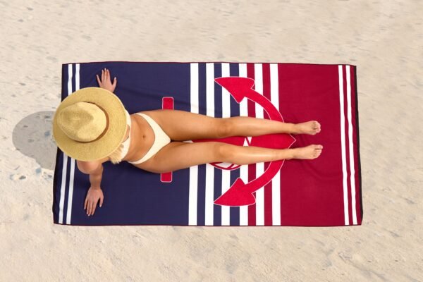 Anchor Stripe Printed Beach Towel