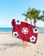 Football Red Printed Beach Towel - Image 2