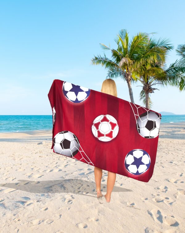 Football Red Printed Beach Towel - Image 2
