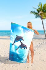 Dolphin Jumping Printed Beach Towel