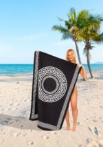 Greek Key Printed Beach Towel