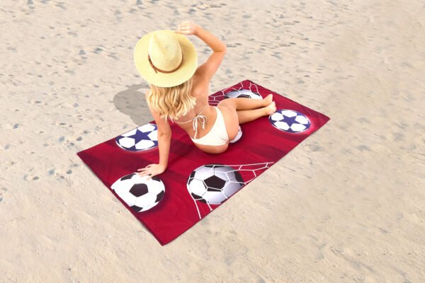Football Red Printed Beach Towel - Image 4