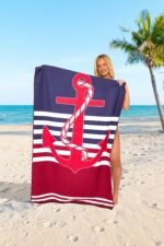 Anchor Stripe Printed Beach Towel