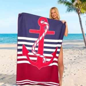 Anchor Stripe Printed Beach Towel