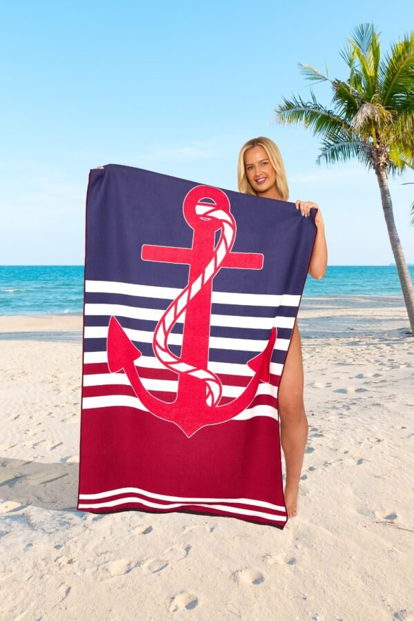 Anchor Stripe Printed Beach Towel