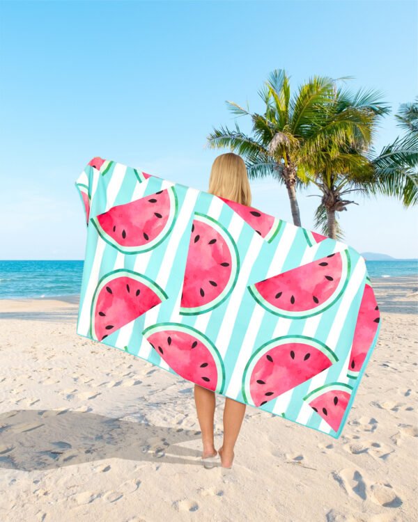 Watermelon Stripe Printed Beach Towel - Image 2