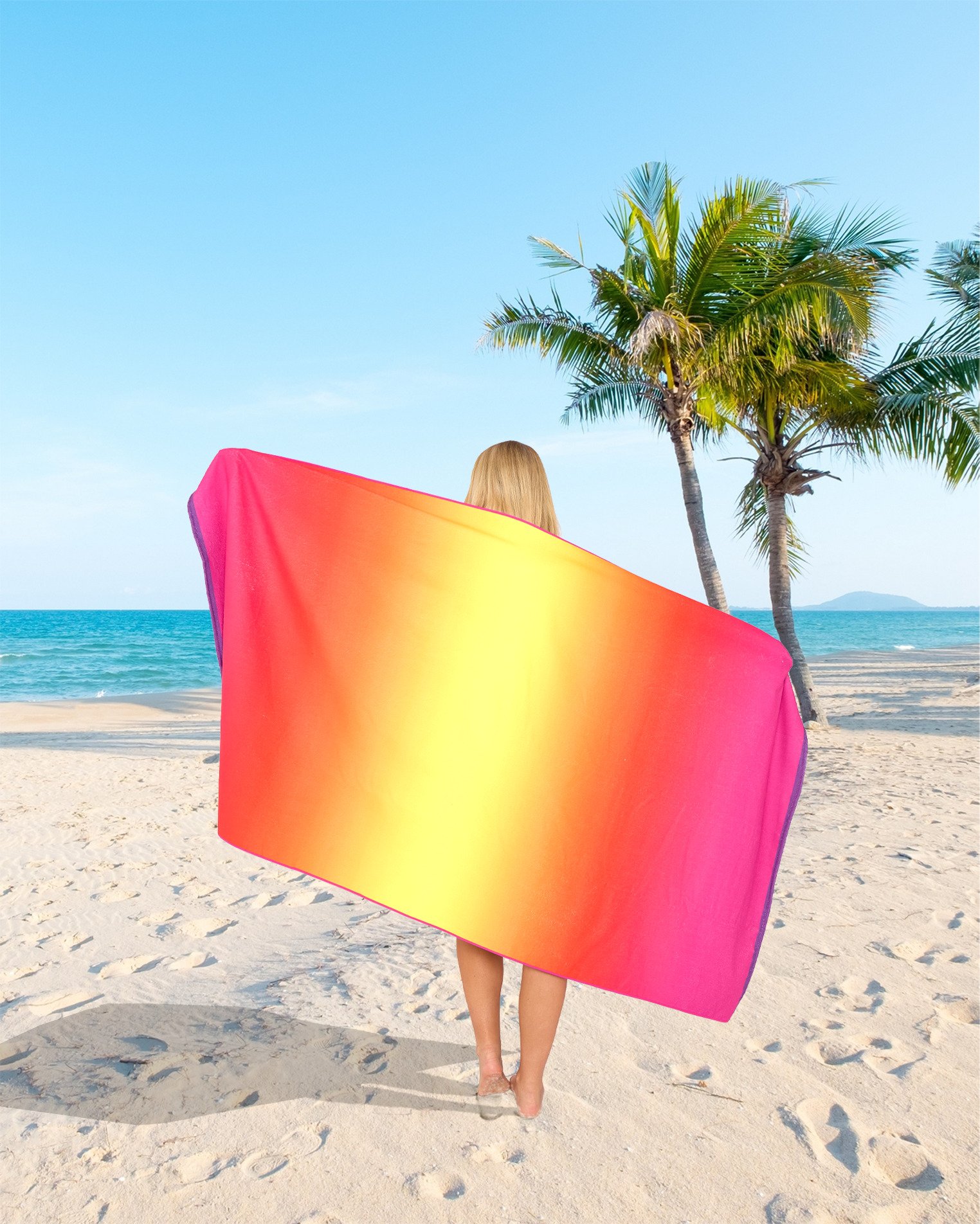 3 Ombre Pink Printed Beach Towel - Image 2