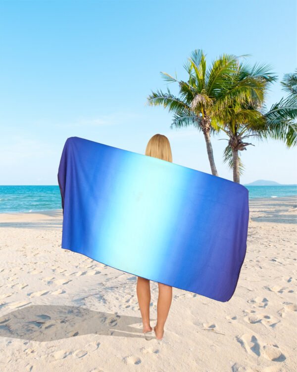 Ombre Blue Printed Beach Towel - Image 2