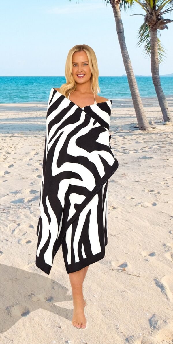 Zebra Skin Printed Beach Towel - Image 4
