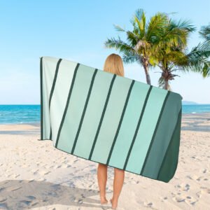 Timberly Stripe Green Printed Beach Towel