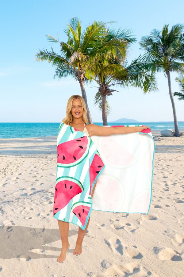 Watermelon Stripe Printed Beach Towel - Image 3
