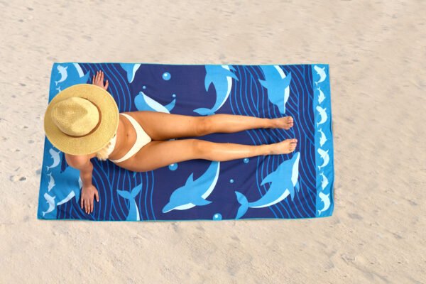 Dolphin Waves Printed Beach Towel