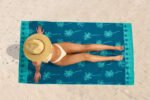 Premium Palm Leaf Beach Towel  - Aqua - Image 4