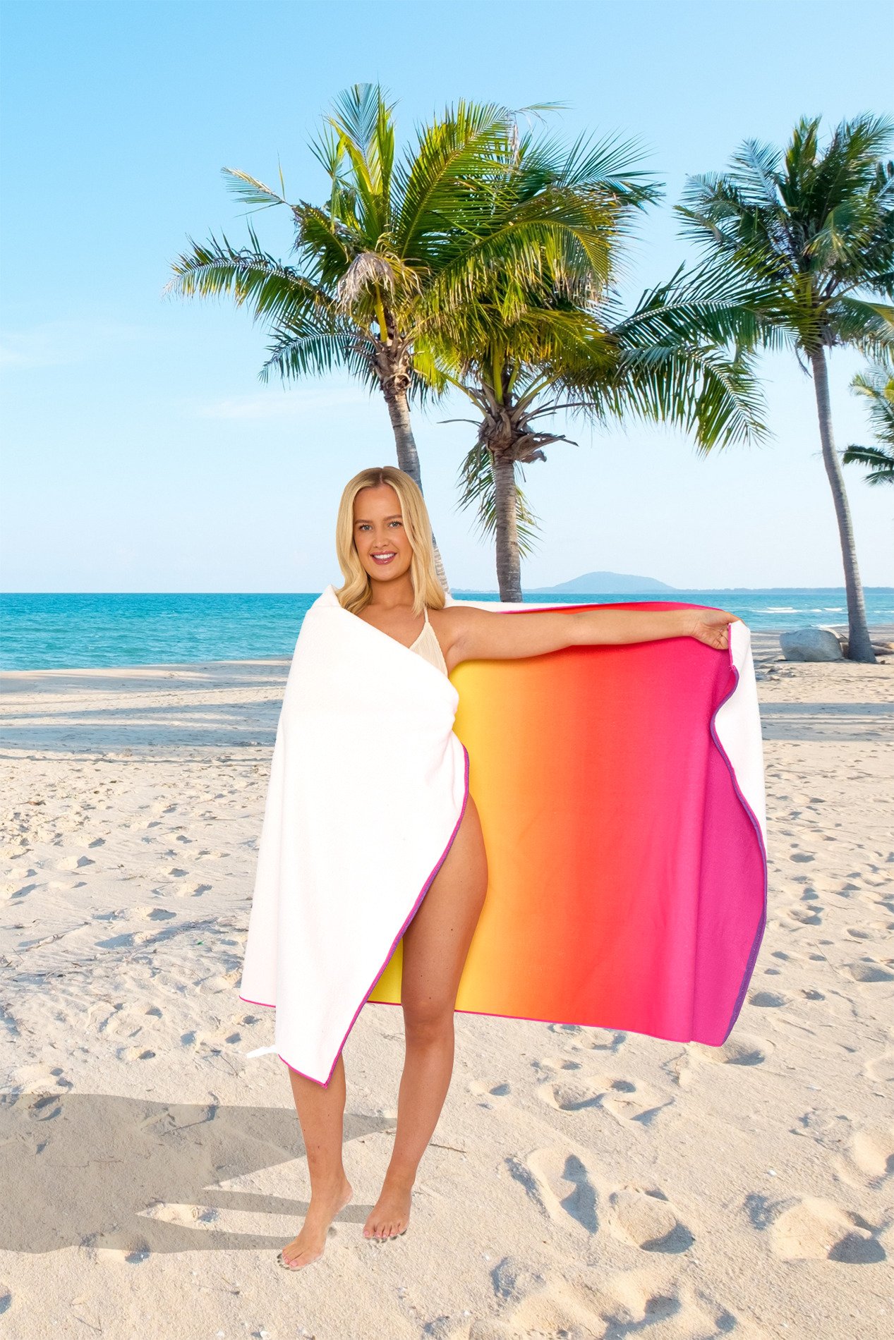 9 Ombre Pink Printed Beach Towel - Image 3