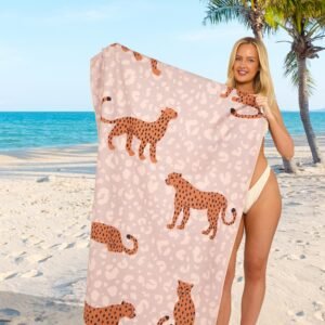 Brown Leopard Printed Beach Towel