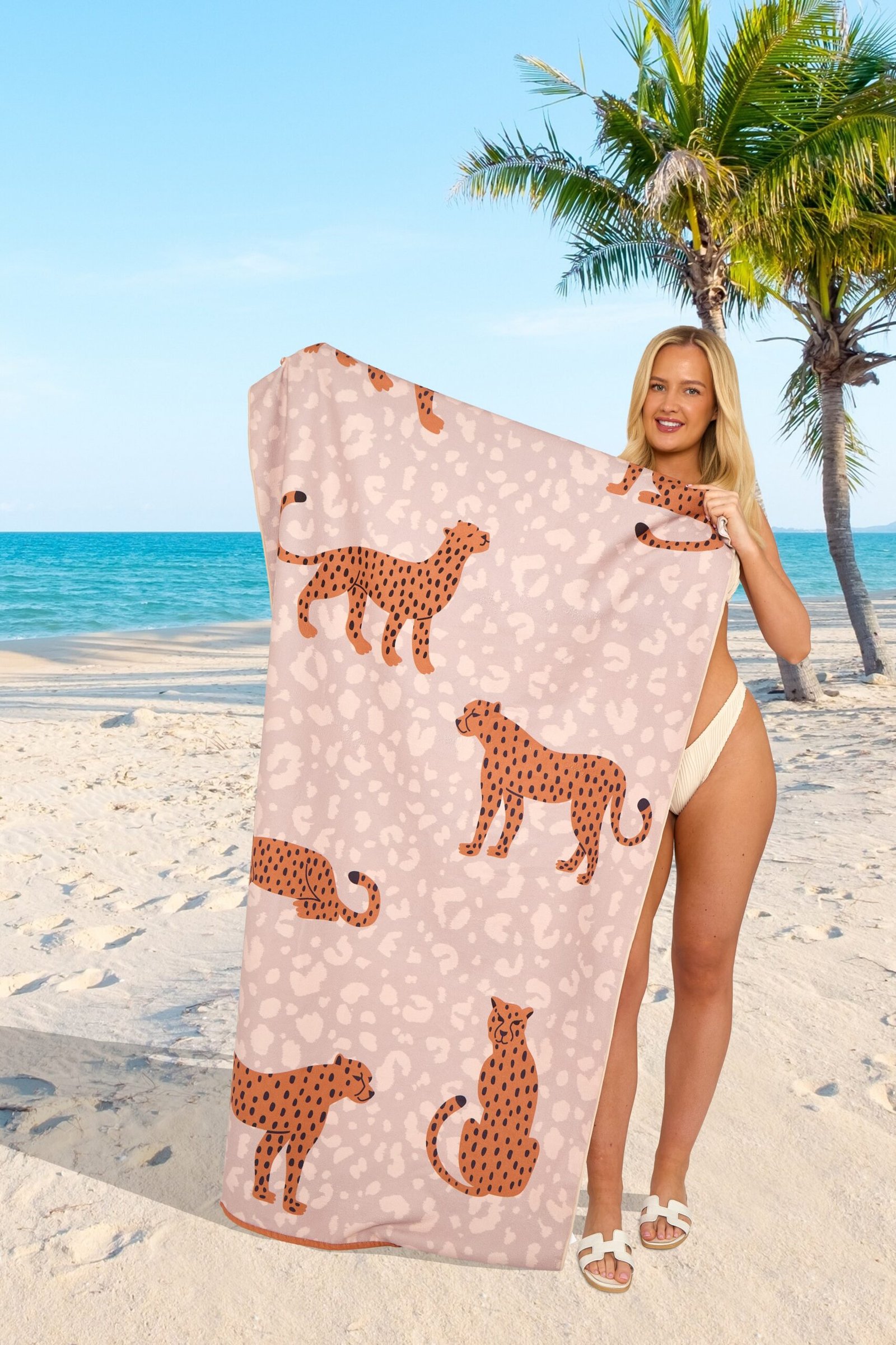 Brown Leopard Printed Beach Towel