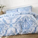 Jacquard Damask Duvet Cover Set - Blue - Image 9