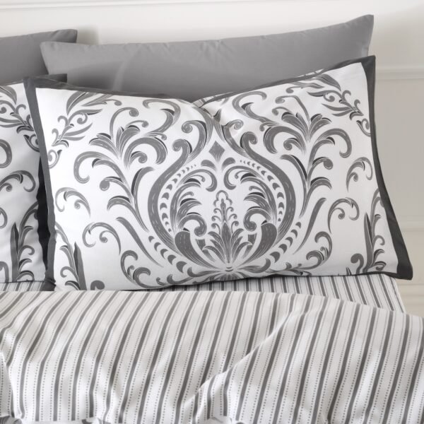 Jacquard Damask Duvet Cover Set – Charcoal - Image 6