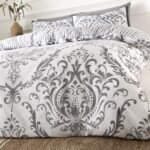 Jacquard Damask Duvet Cover Set – Charcoal - Image 10