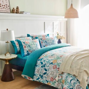 Flossy Floral Damask Printed Duvet Set