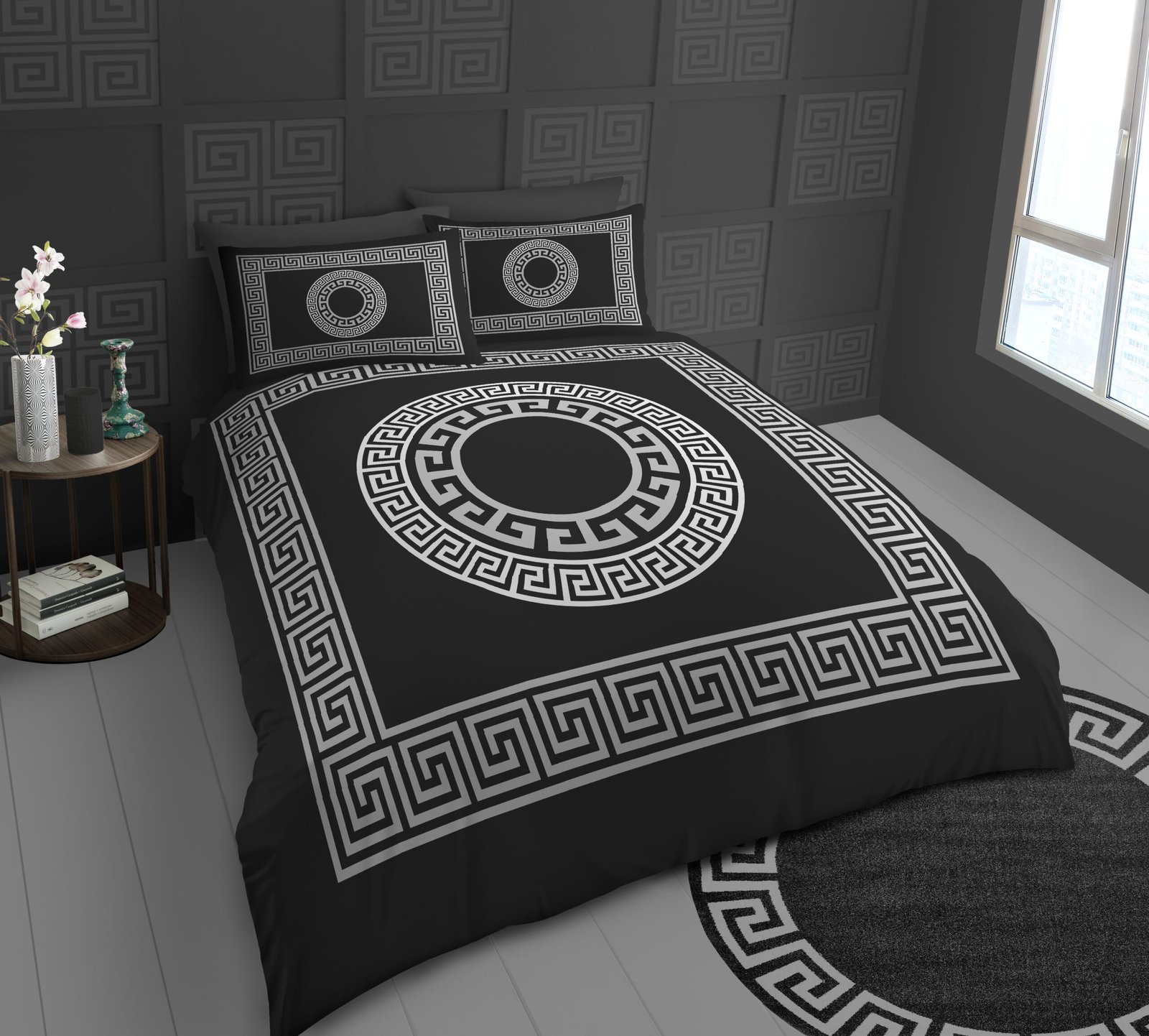 Black opt 02 Ida Greek Duvet Set