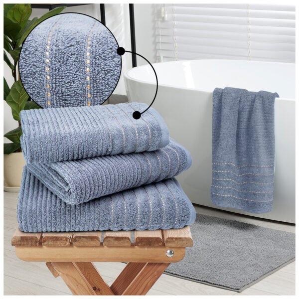 2 Pack Luxury Paris Ribbed Cotton Towel Set - Charcoal