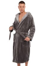 Flannel Hooded Bathrobe - Image 2