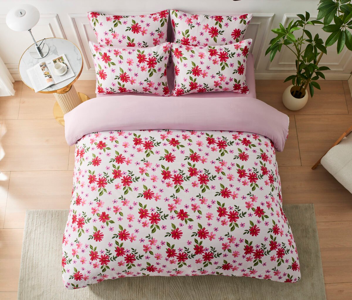 Naomi Pink Printed Duvet Set