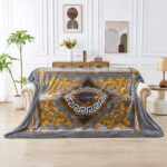 Luxury Geometric Fleece Throw - Charcoal