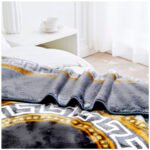 Luxury Geometric Fleece Throw - Charcoal