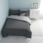 Pin Stripe Reversible Duvet Cover Set Charcoal