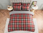Scottish Tartan Check Reversible Duvet Cover Set Charcoal