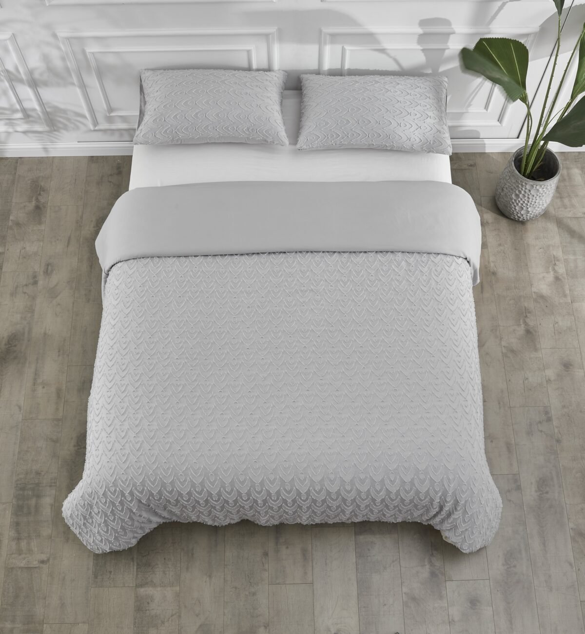 Luxury Textured Duvet Cover Set Grey
