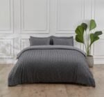 Luxury Textured Duvet Cover Set Charcoal - Image 2