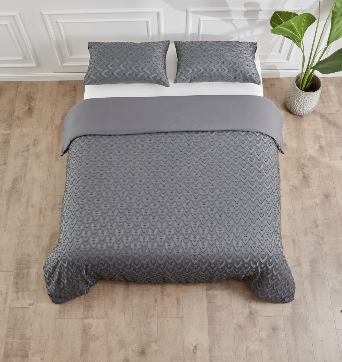 Luxury Textured Duvet Cover Set Charcoal