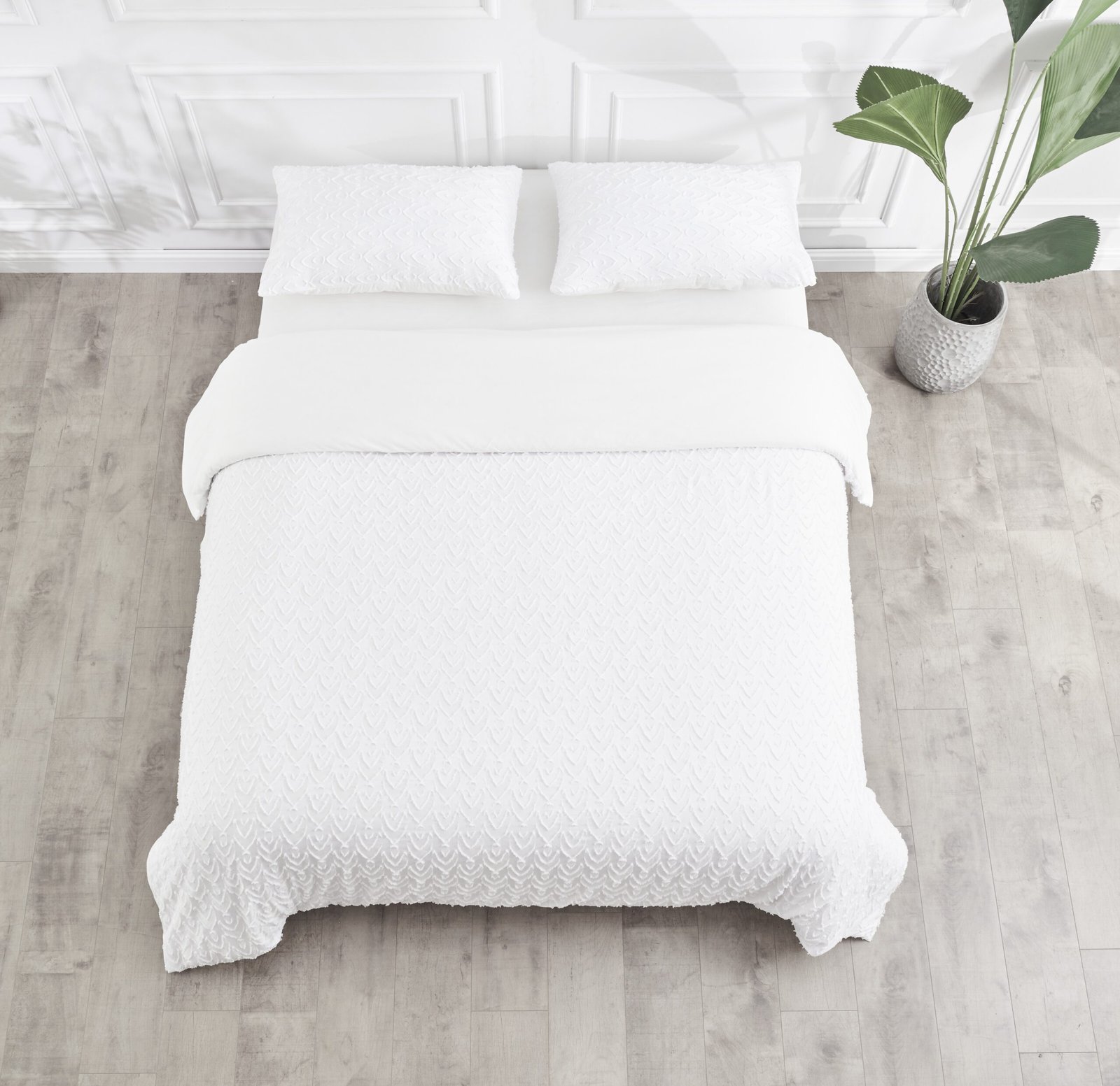00104100 Luxury Textured Duvet Cover Set White