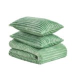 Fleece Bedding Ribbed Duvet Cover Set - Green - Image 5
