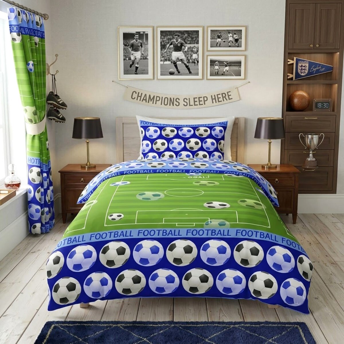Kids Goal Zone Football Duvet Cover Set - Blue
