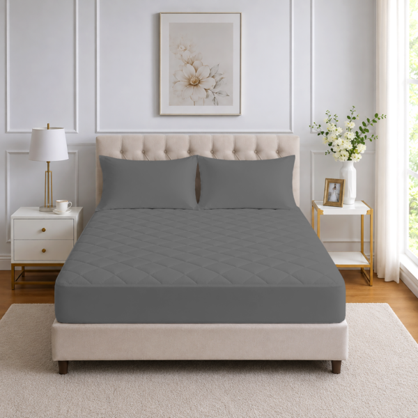 Luxury Quilted Mattress Protector - Charcoal