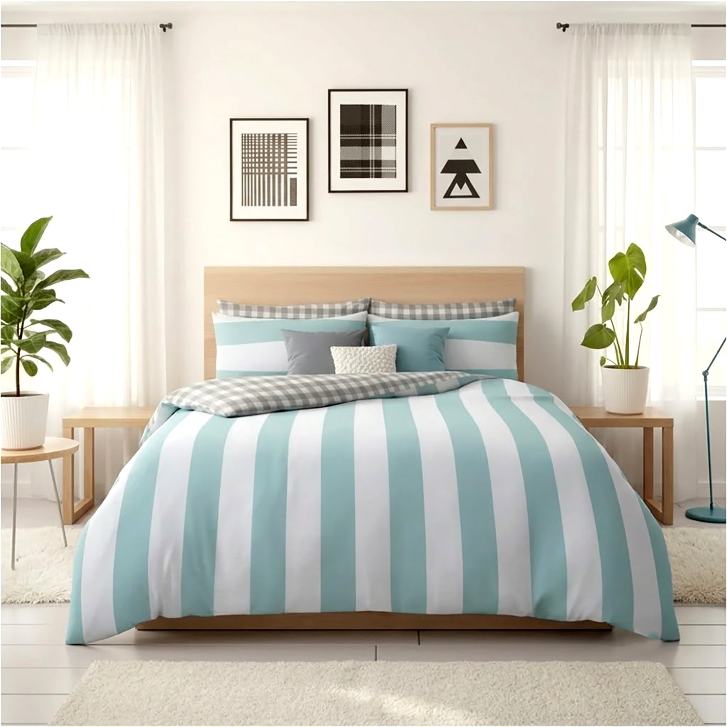 1 Reversible Garett Stripe Duvet Cover Set