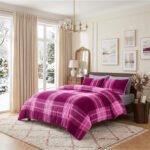 Teddy Fleece Check Duvet Cover Set Mulberry