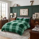 Teddy Fleece Check Duvet Cover Set Dark Green