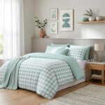 Premium Microfibre Duvet Cover Set – White Check Pattern