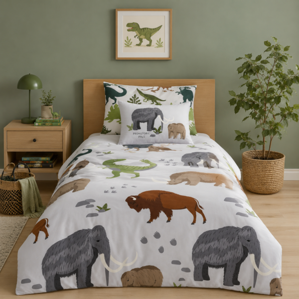 Modern Kids Animal Safari Duvet Cover Set - Grey