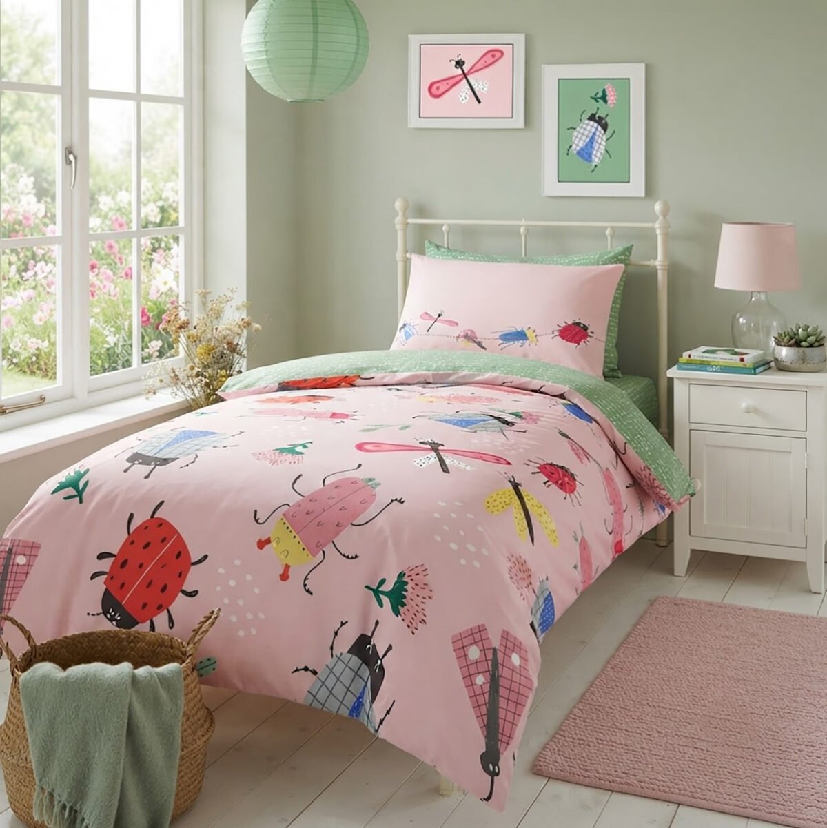 Kids Flying Insects Pattern Duvet Cover Set