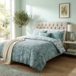 Reversible Forest Leaf Duvet Cover Set - Duck Egg