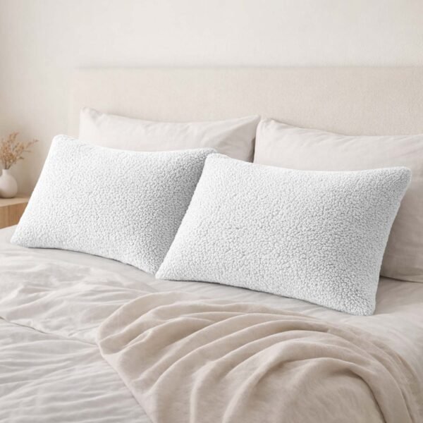 Premium Soft Teddy Fleece Pillows - White